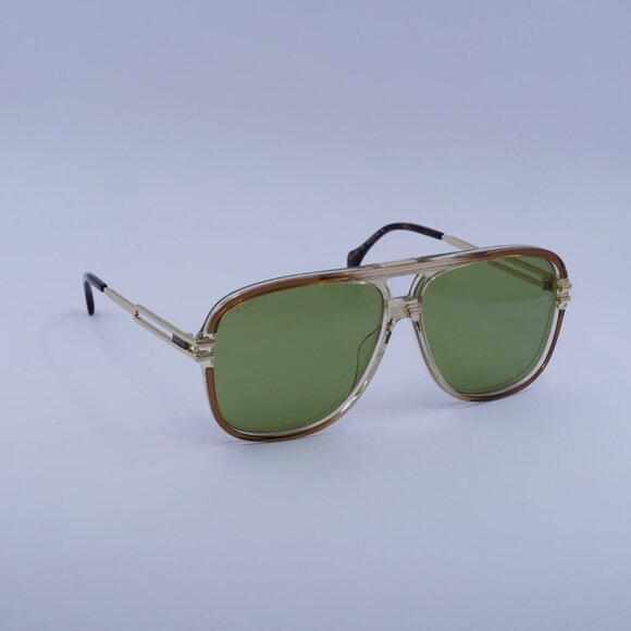 Gucci GG1105S 003 Sunglasses Brown/Gold Aviator Frame, Green Lenses - Picture 4 of 10